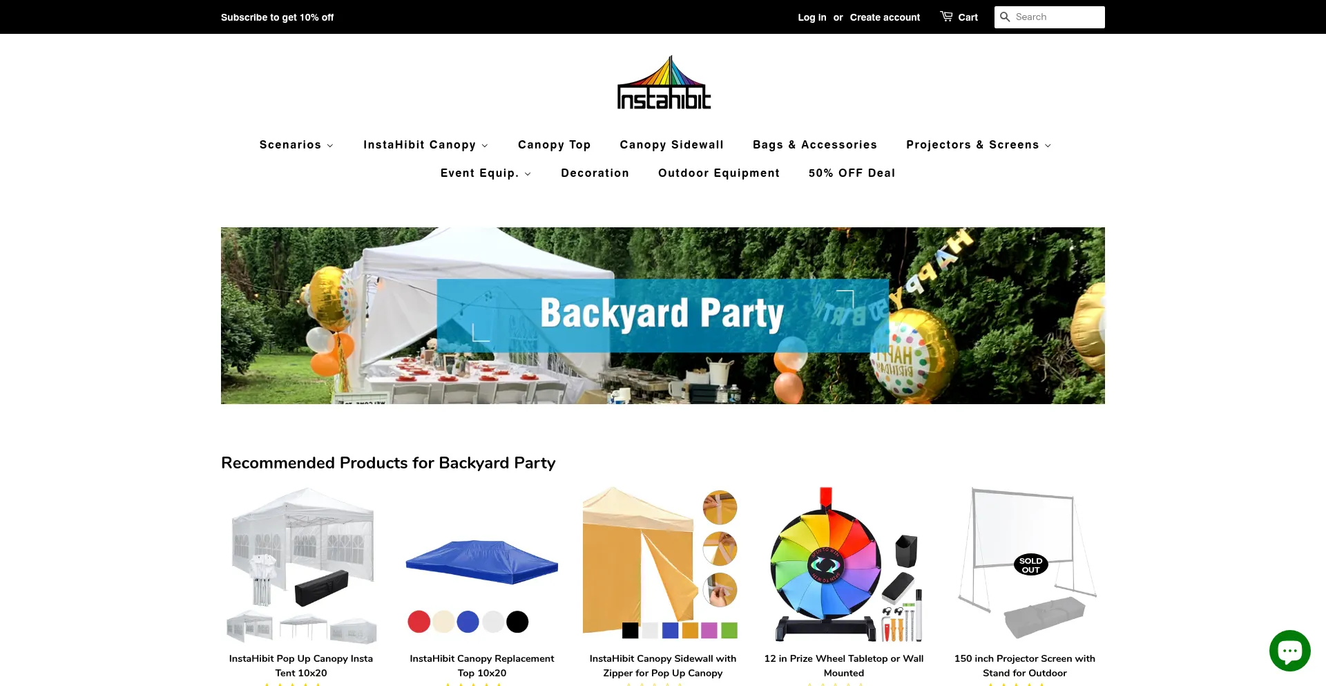Website screenshot of Instahibit.com