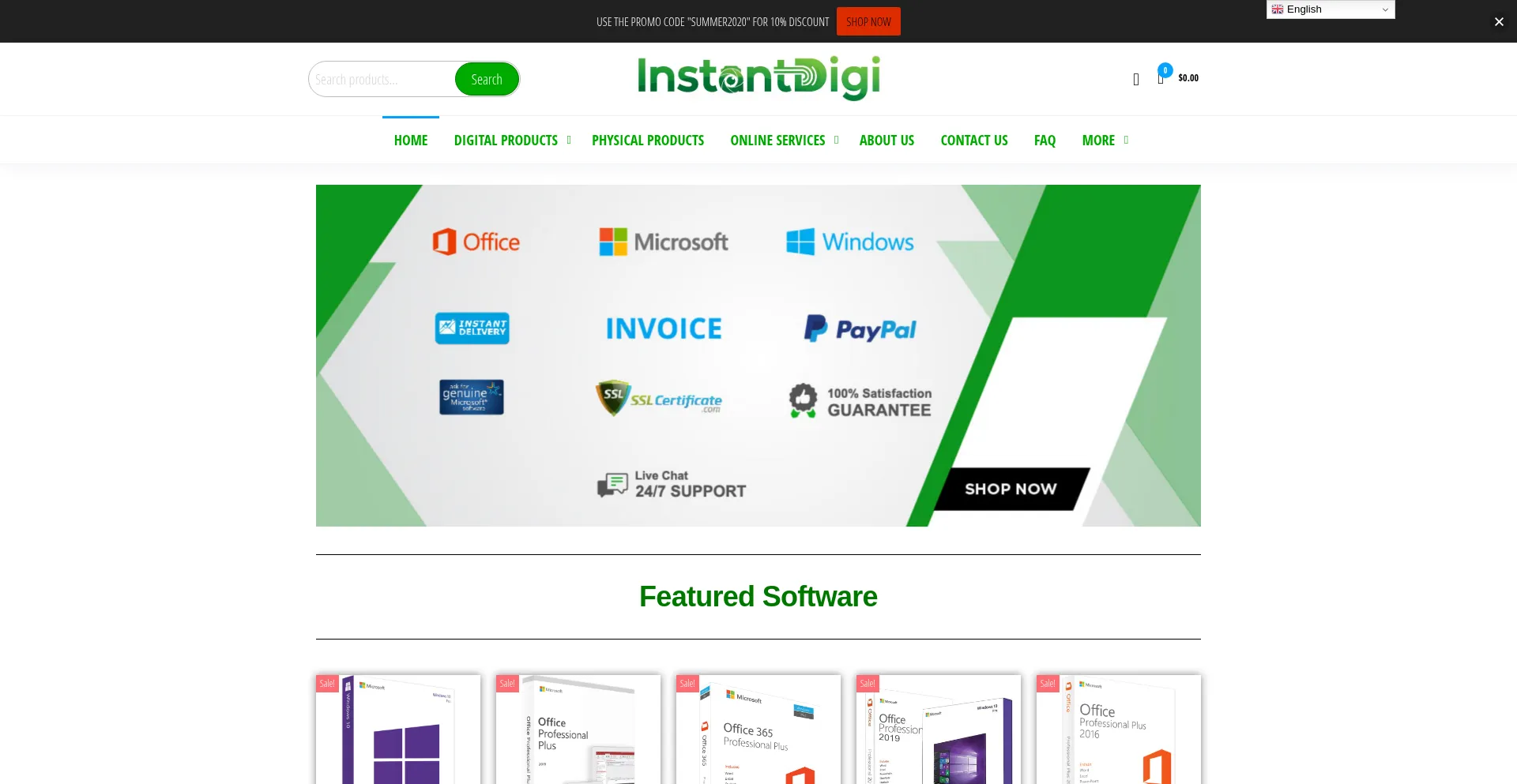 Website screenshot of Instantdigi.com