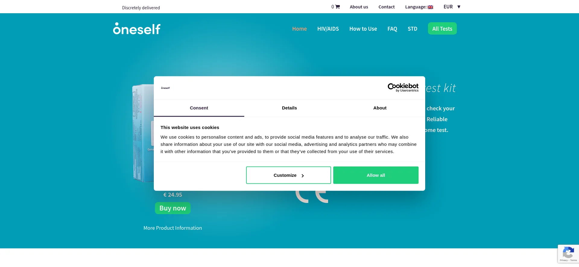 Website screenshot of Instihivtest.com