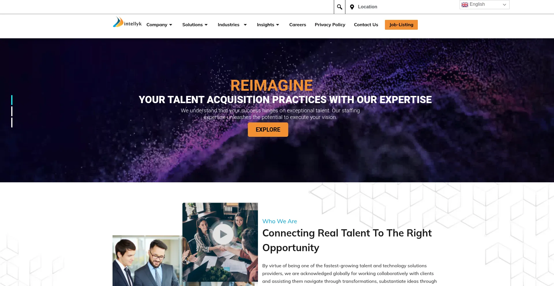 Website screenshot of Intellyk.com