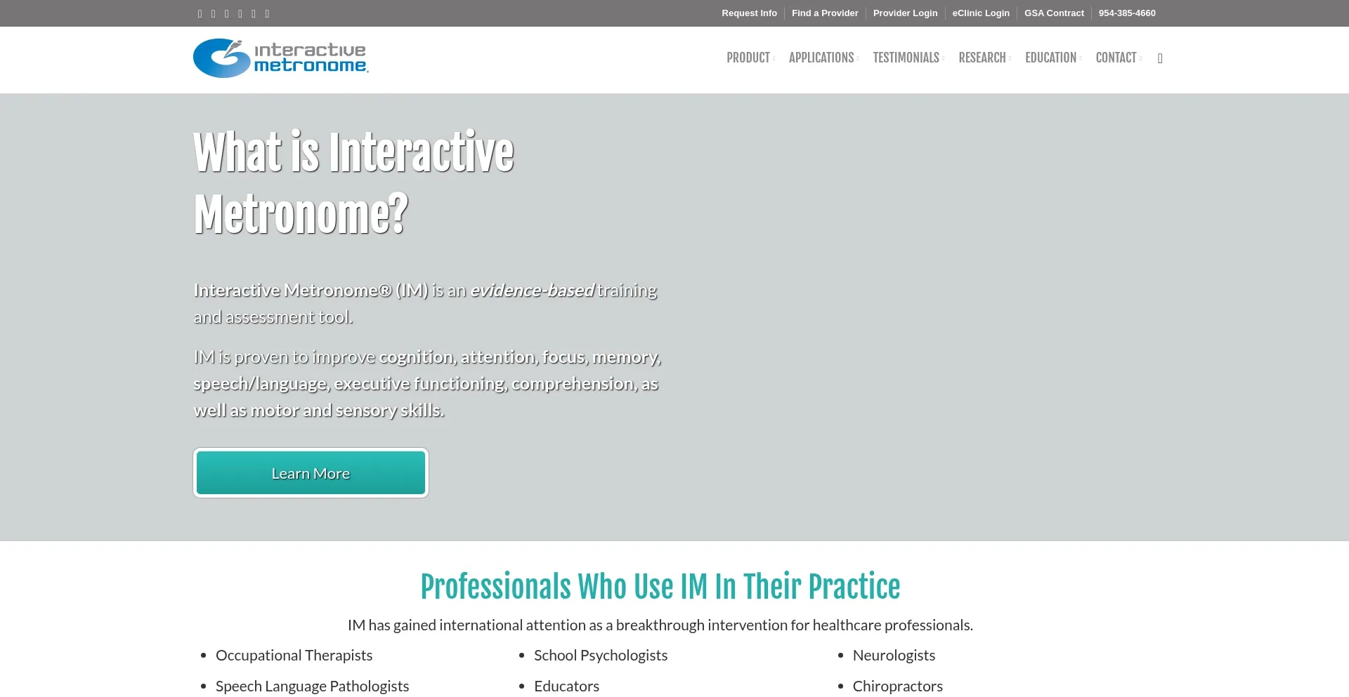 Website screenshot of Interactivemetronome.com