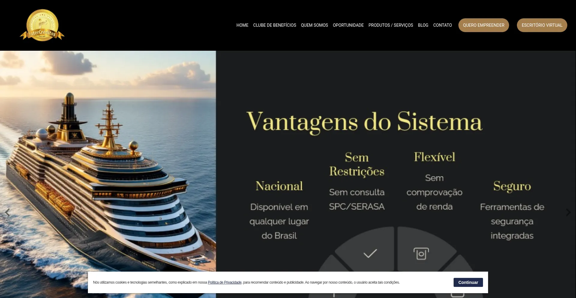 Website screenshot of Intercreditos.com.br