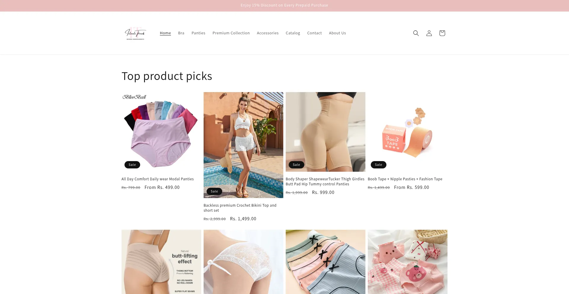 Website screenshot of Intimatethread.com