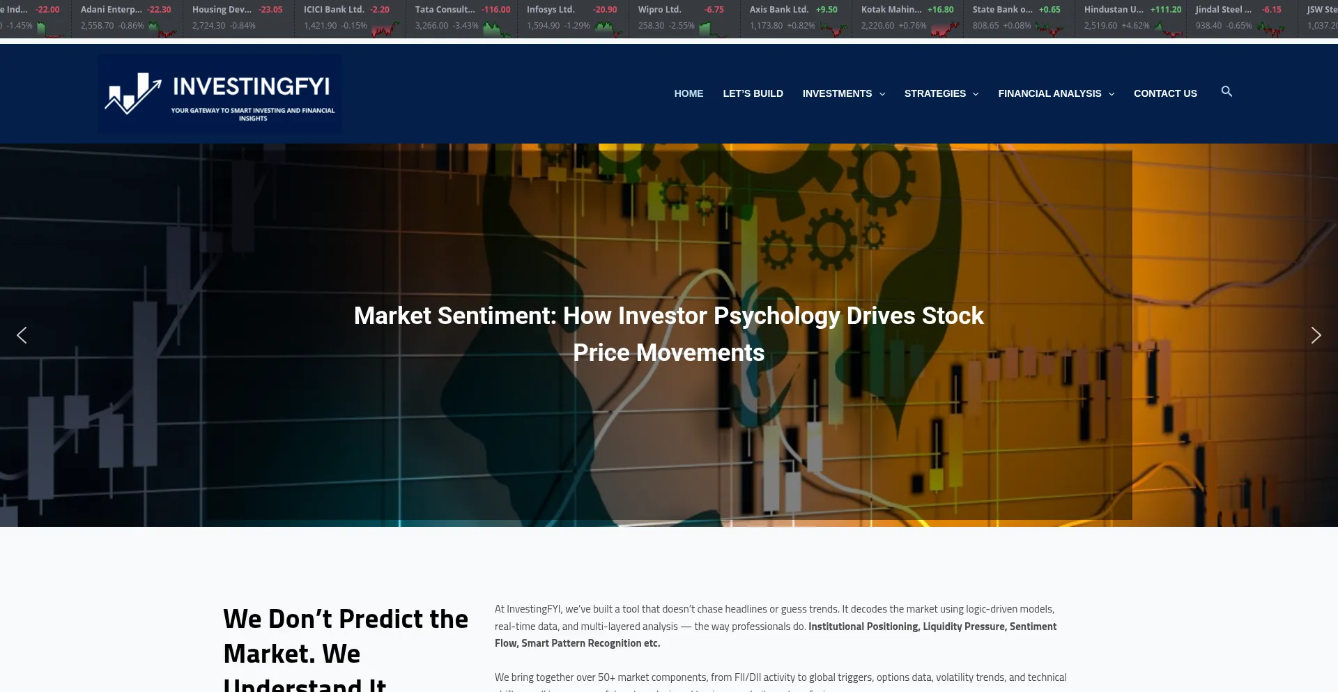 Website screenshot of Investingfyi.com