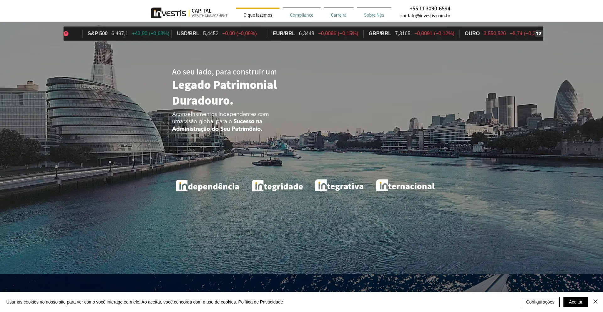 Website screenshot of Investis.com.br