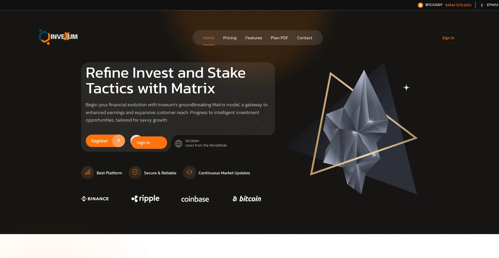 Website screenshot of Invexum.net