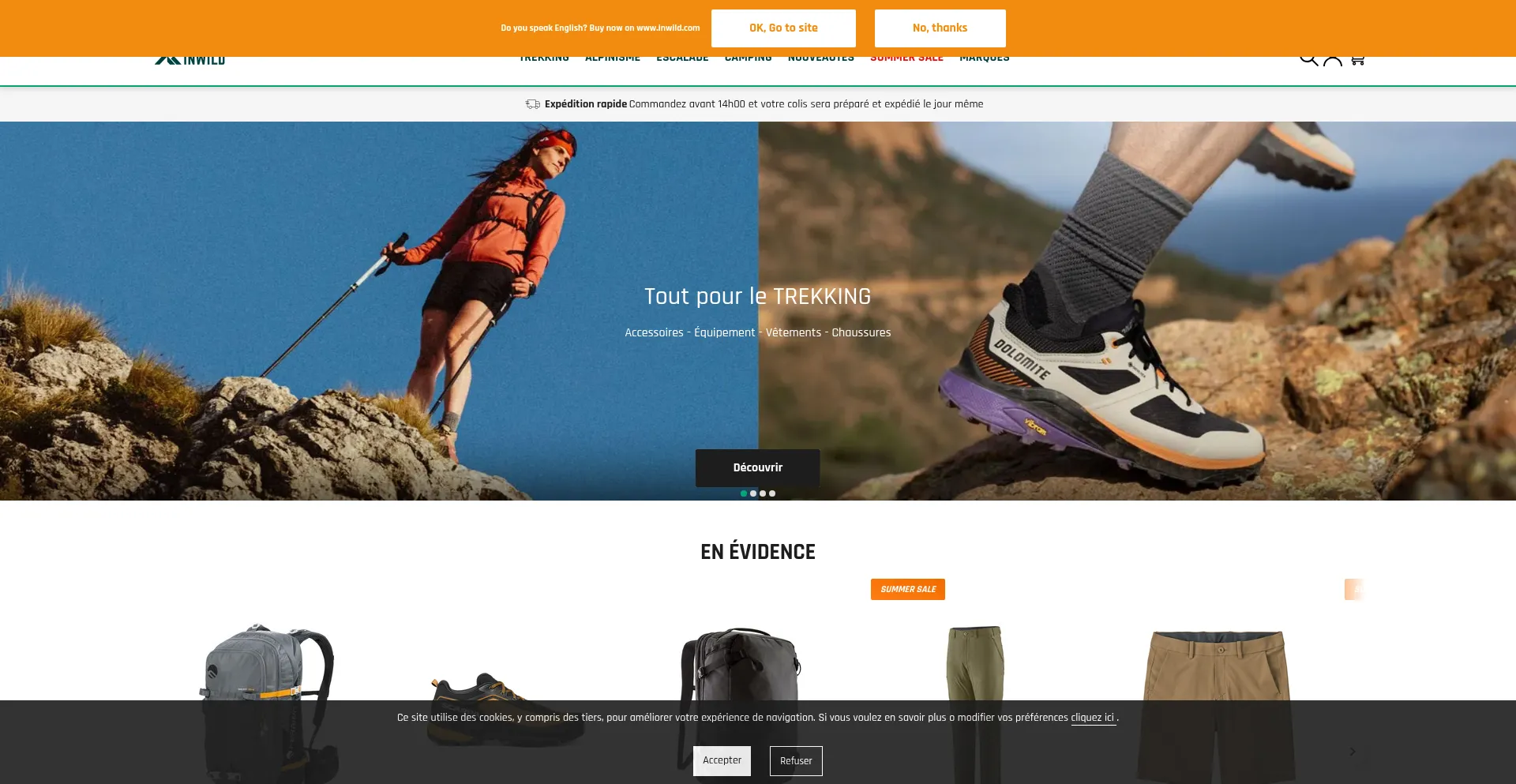 Website screenshot of Inwild.fr
