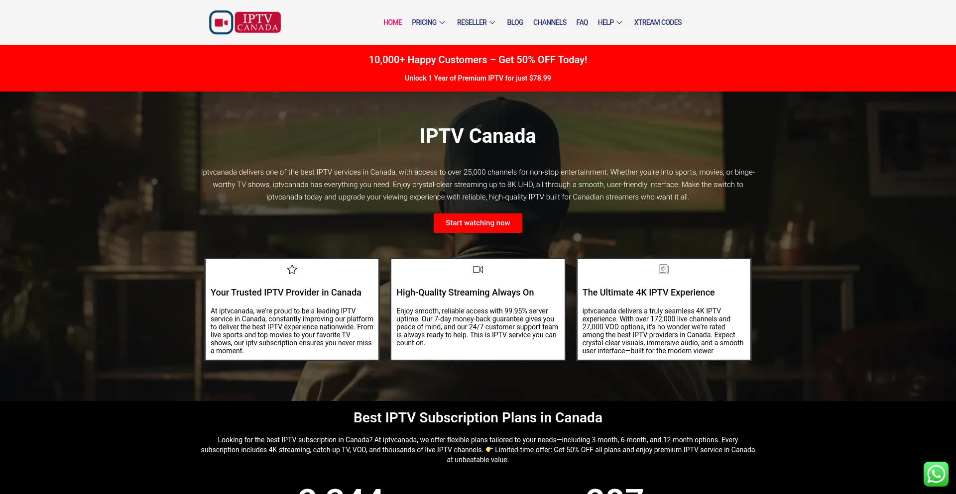 Website screenshot of Iptv-canada.ca