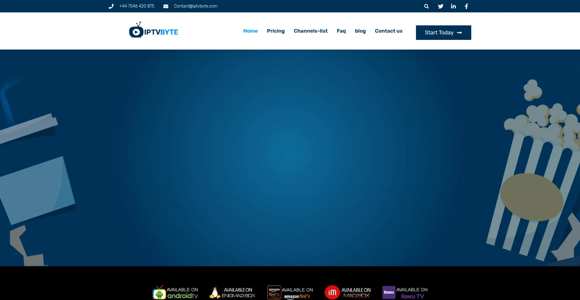 Website screenshot of Iptvbyte.com