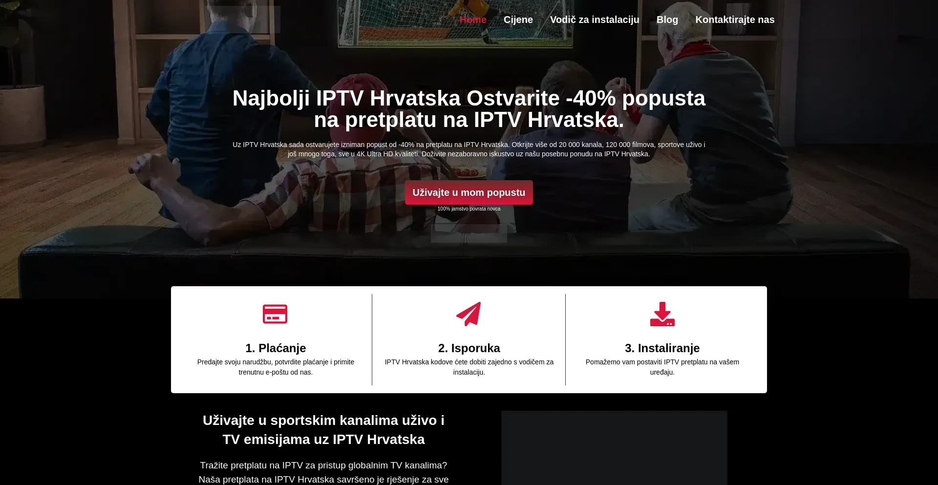 Website screenshot of Iptvhrvatska4k.com