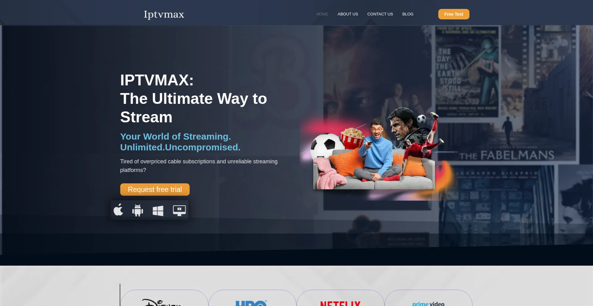 Website screenshot of Iptvmax.us