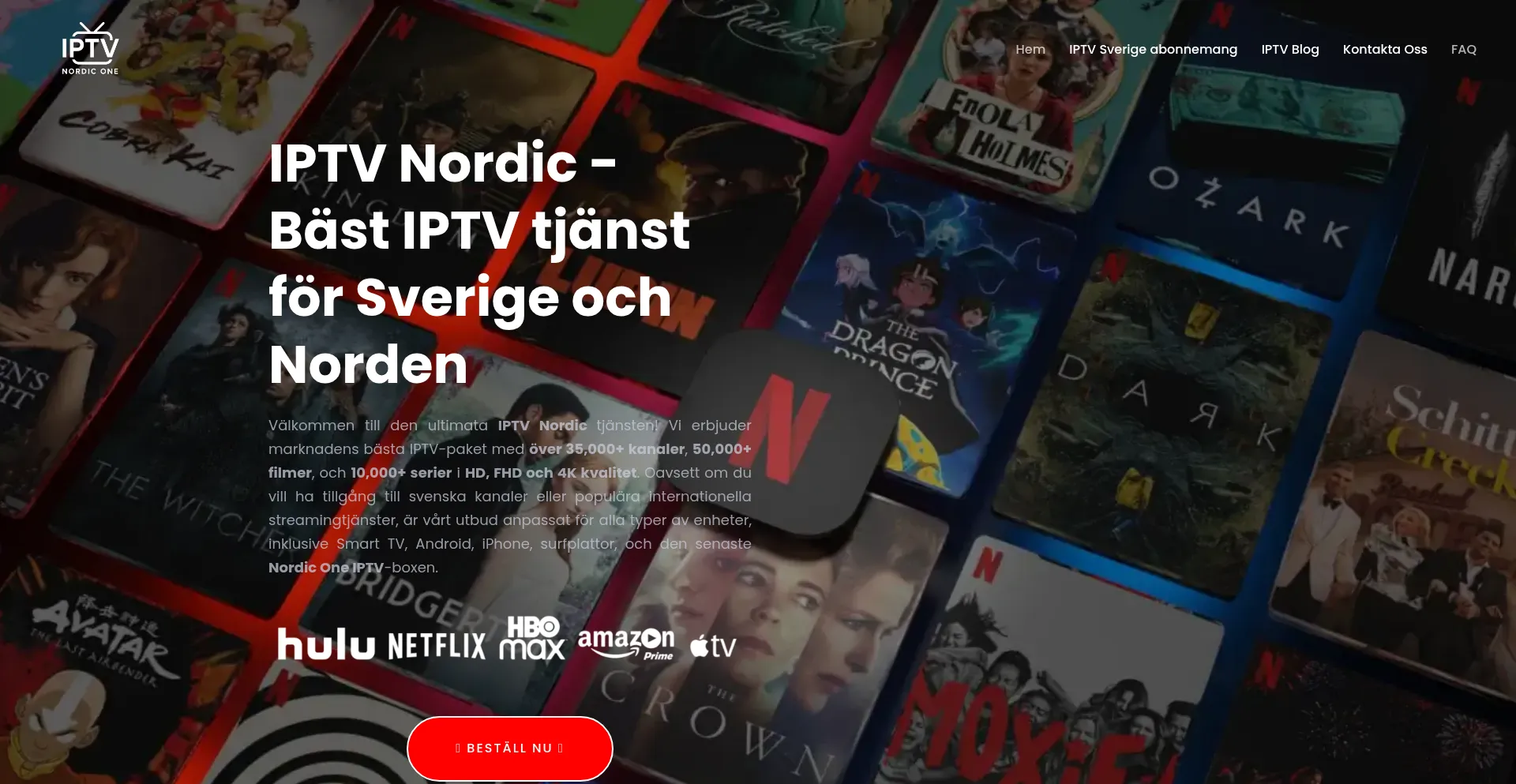 Website screenshot of Iptvnordicone.com
