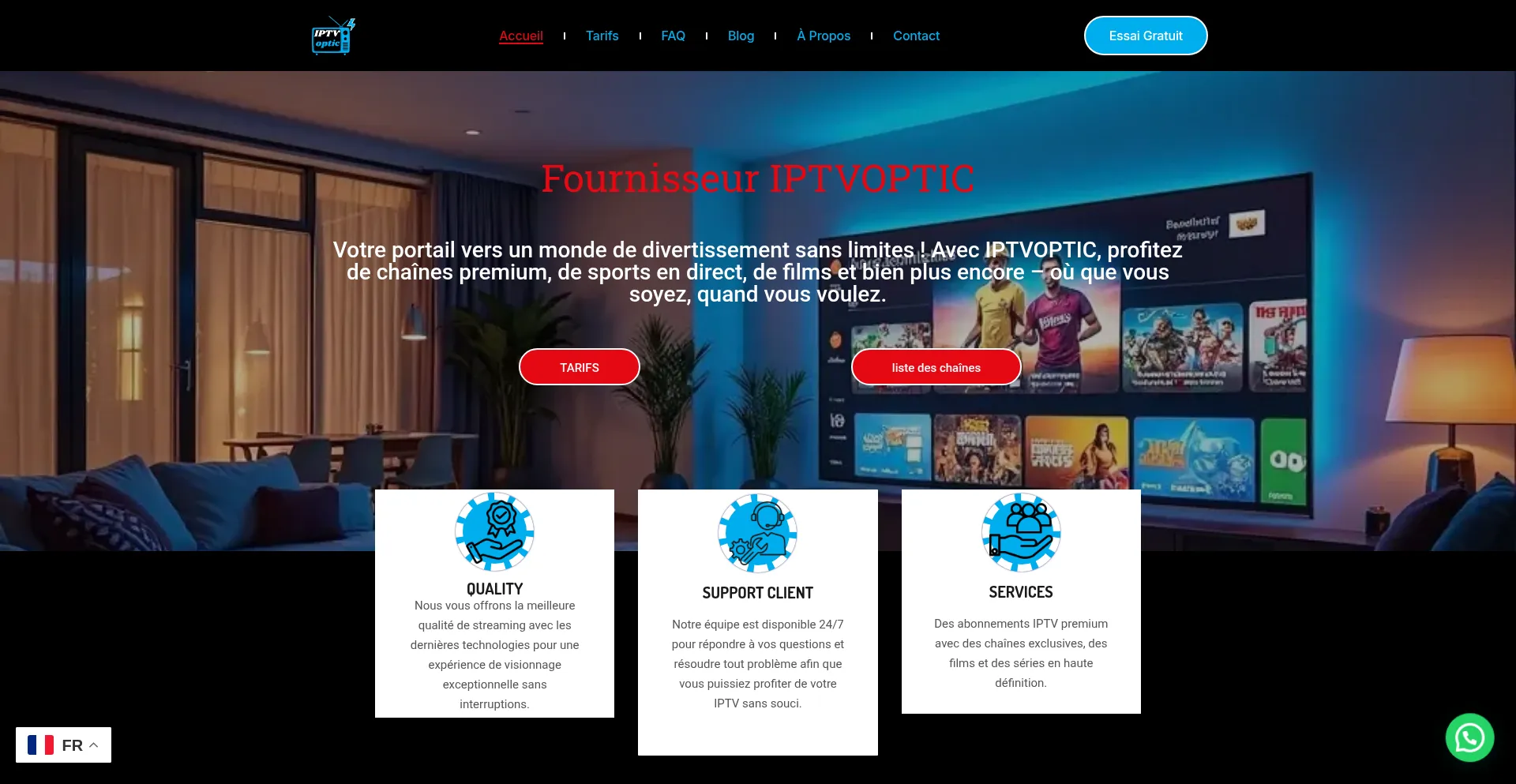 Website screenshot of Iptvoptic.com