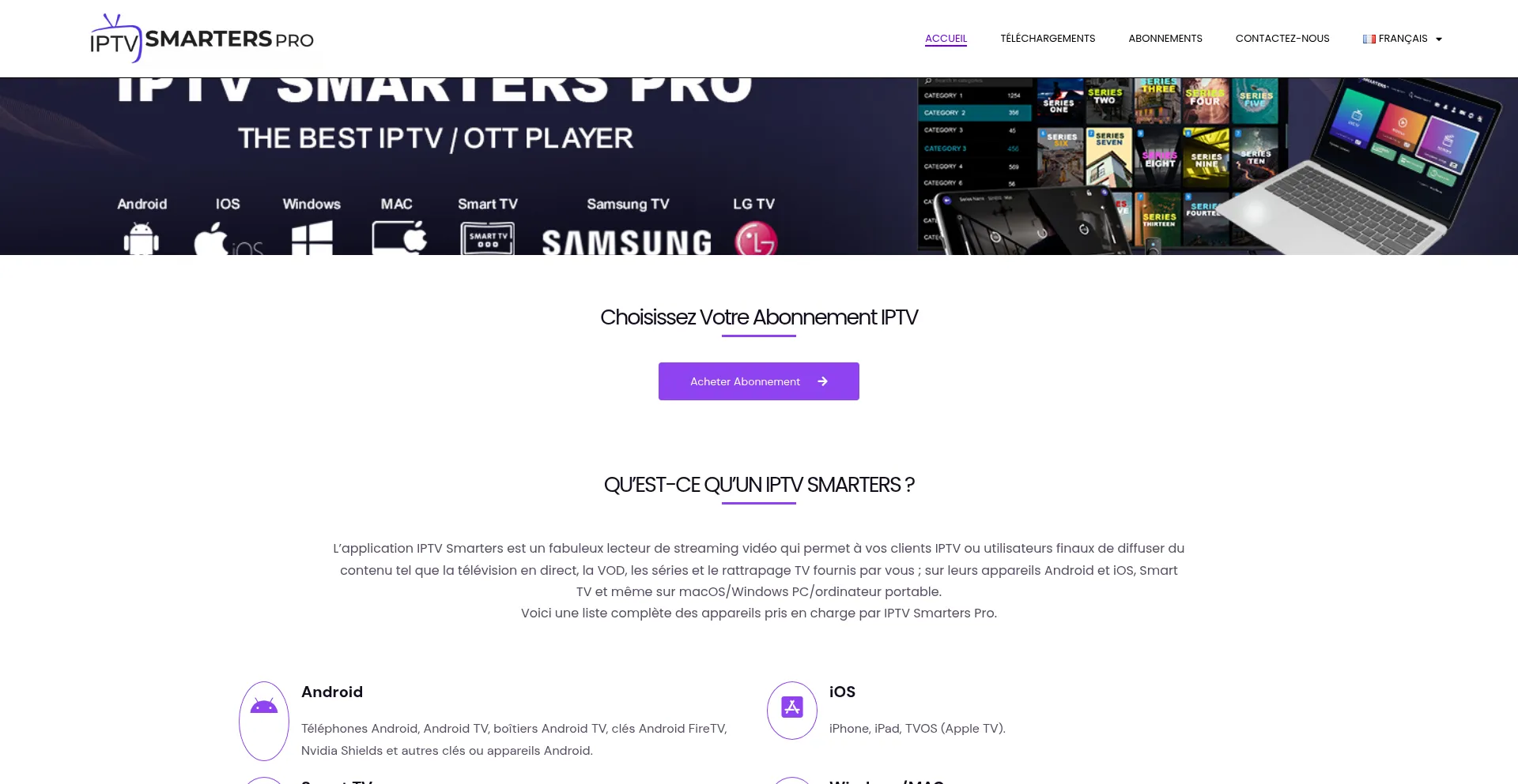 Website screenshot of Iptvsmarterspro.ch