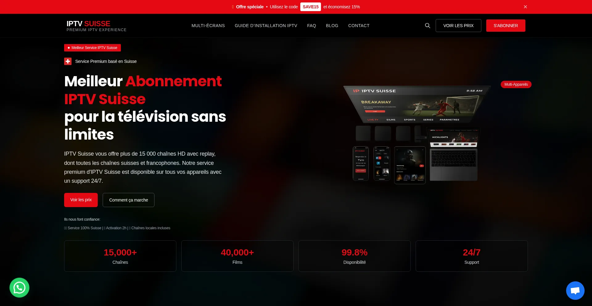 Website screenshot of Iptvsuisse.ch