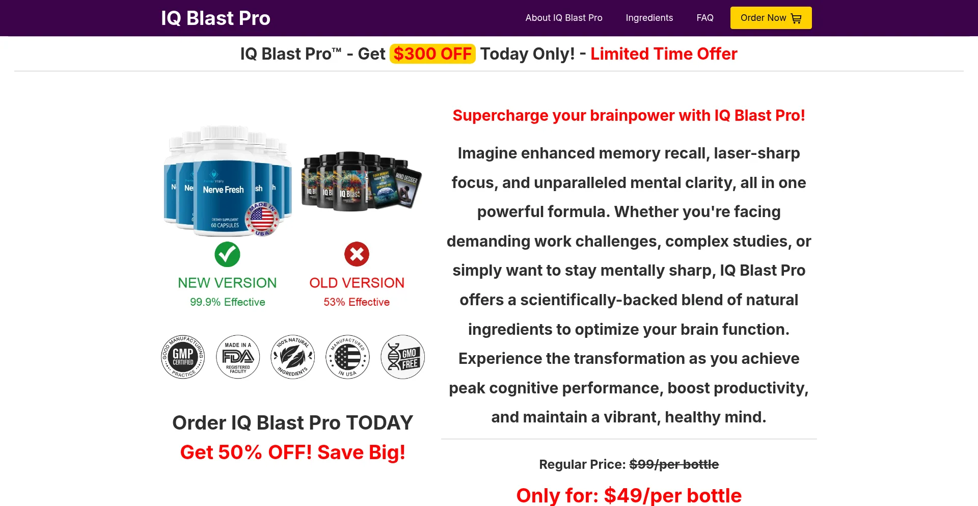 Website screenshot of Iqblastspro.com