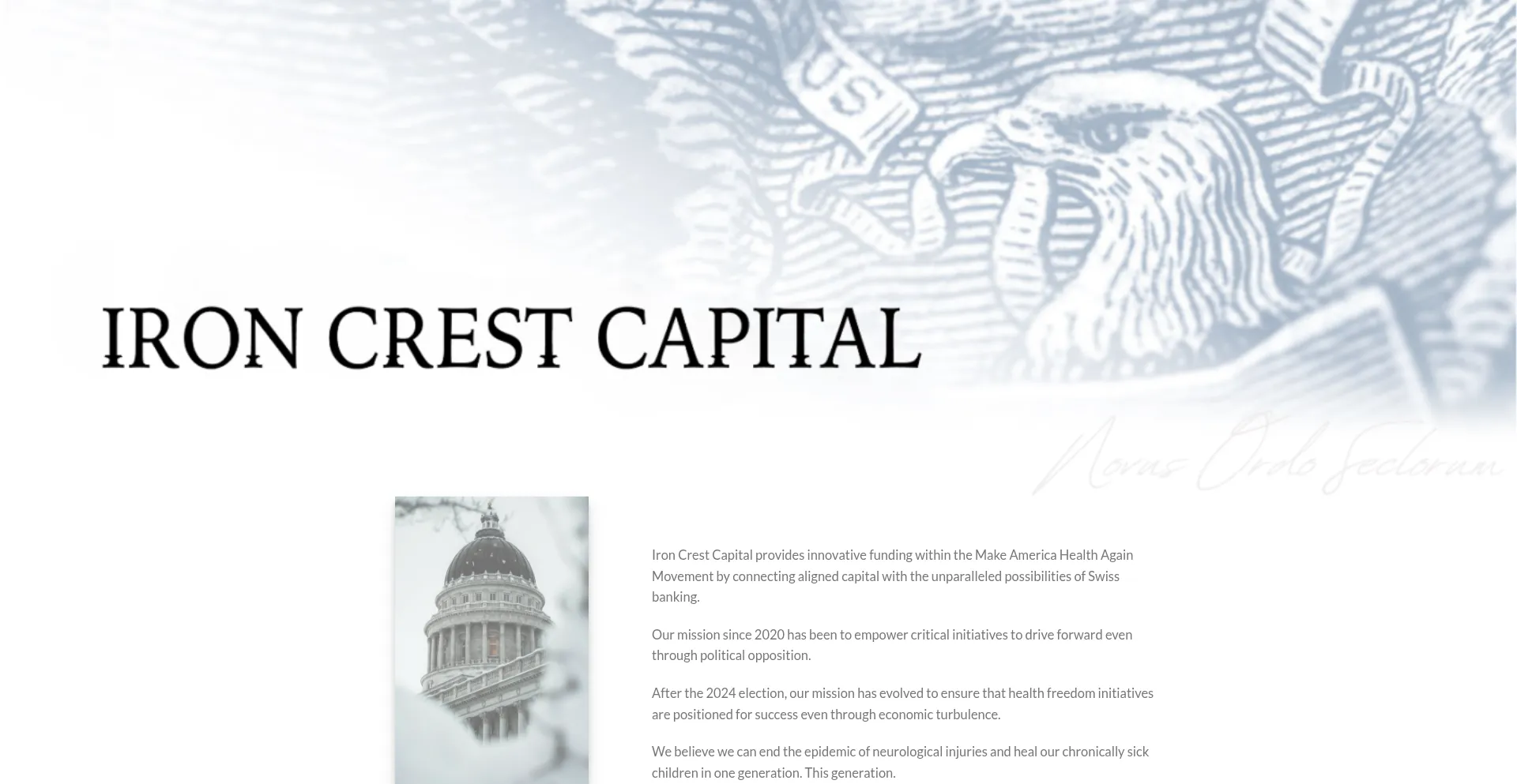 Website screenshot of Ironcrest.capital