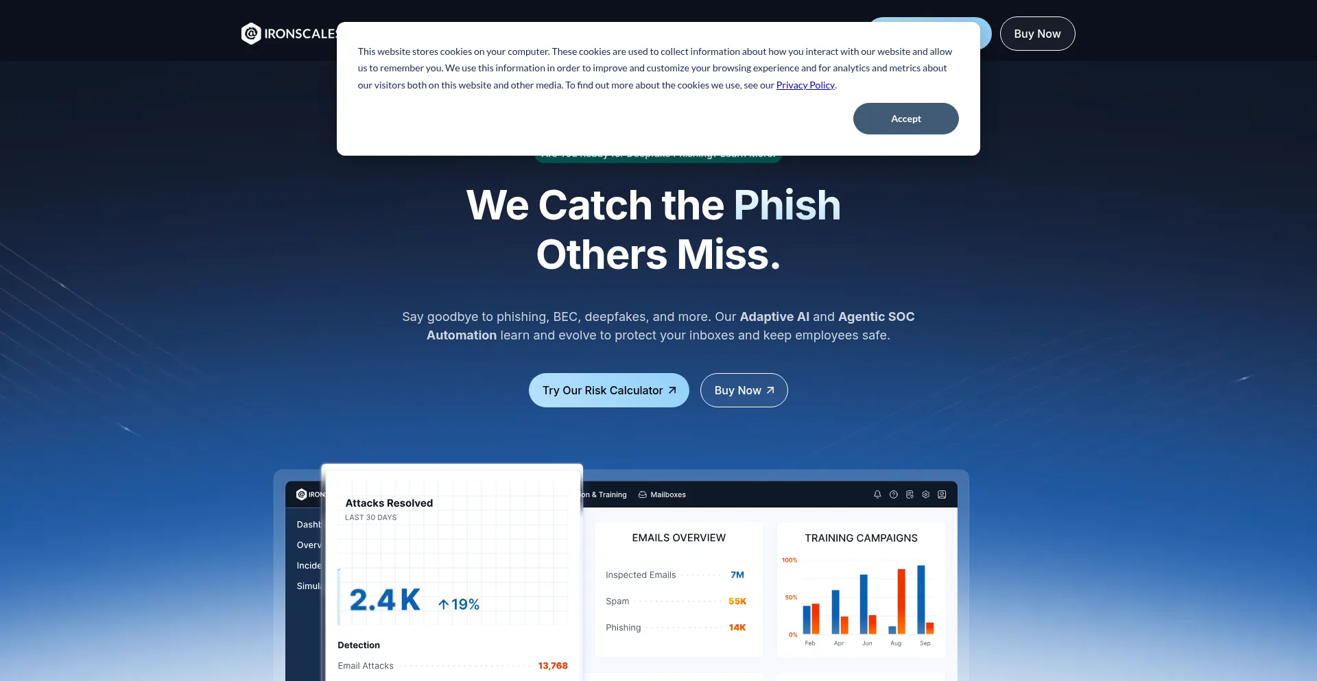Website screenshot of Ironscales.com