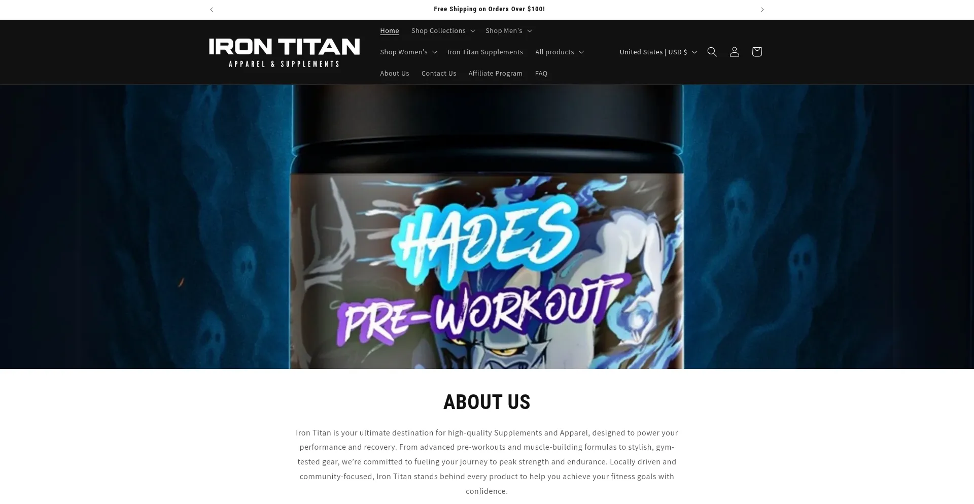 Website screenshot of Irontitanfitness.com
