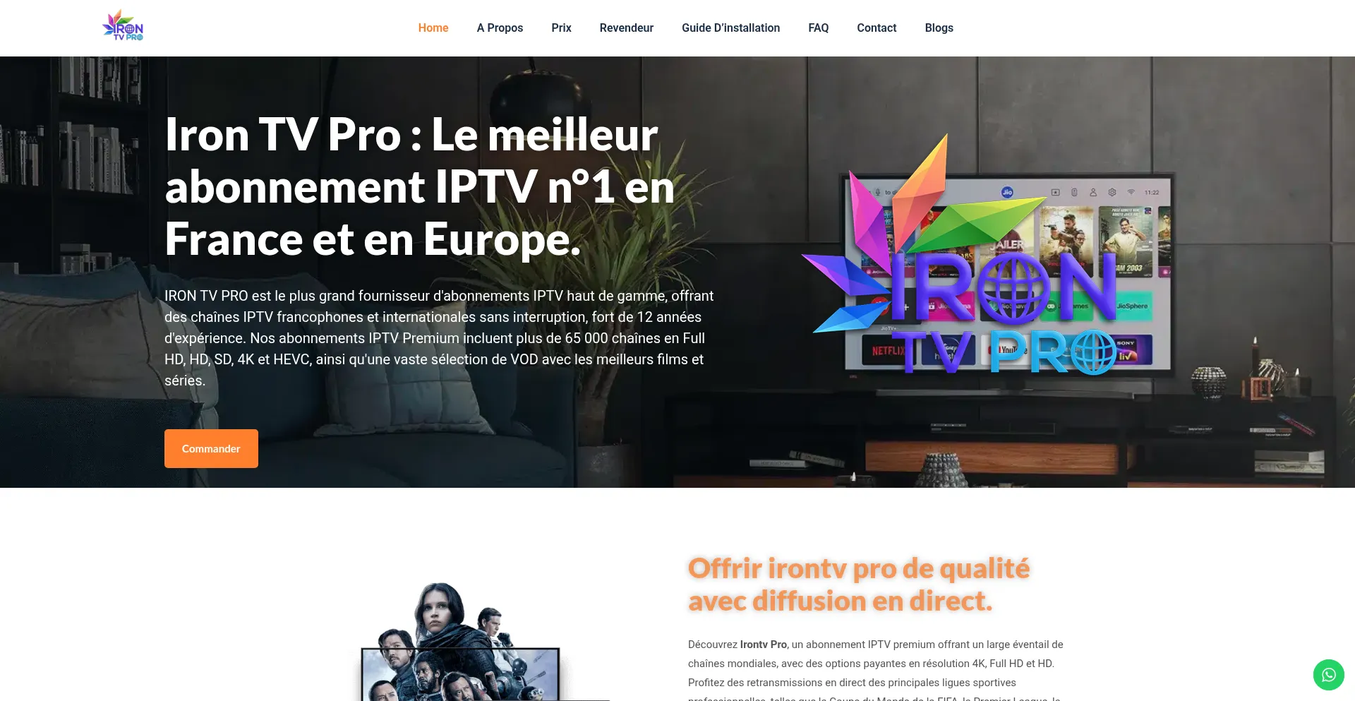 Website screenshot of Irontvs.com