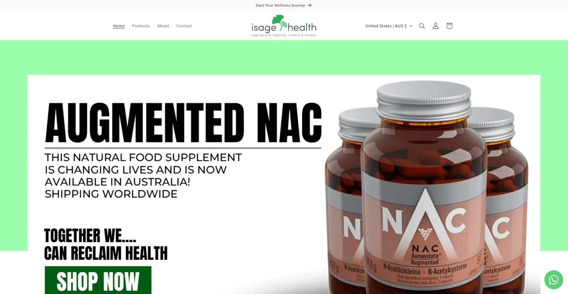 Website screenshot of Isagehealth.com