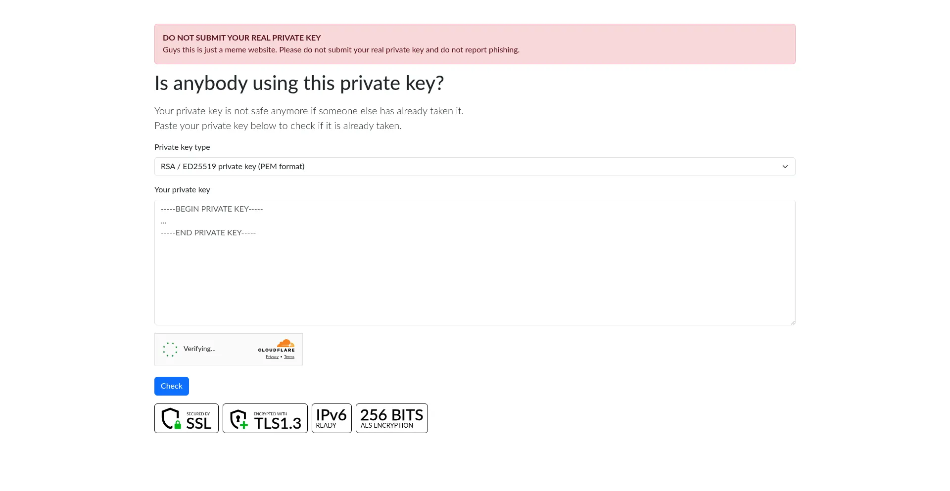 ¿És Seguro y Confiable Isanybodyusingthisprivatekey.com?
