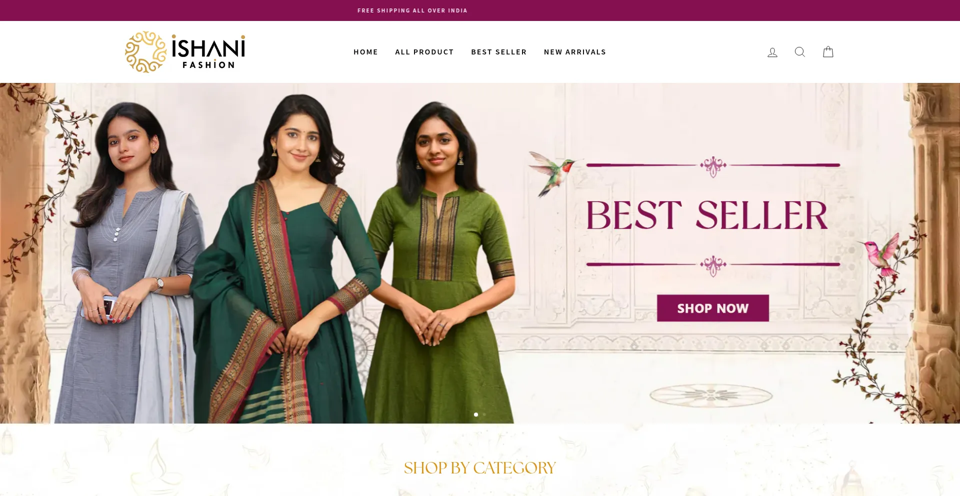 Website screenshot of Ishanifashion.com