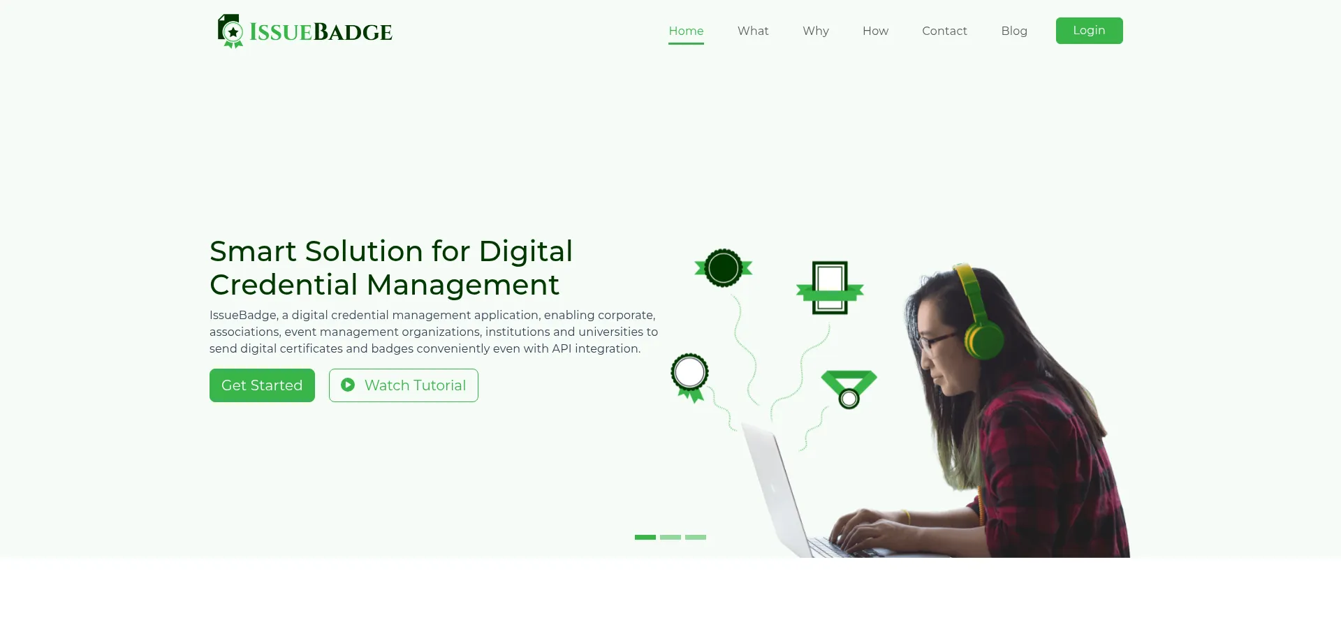Website screenshot of Issuebadge.com