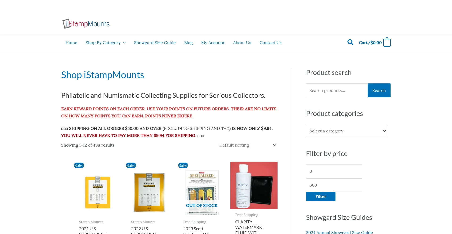 Website screenshot of Istampmounts.com