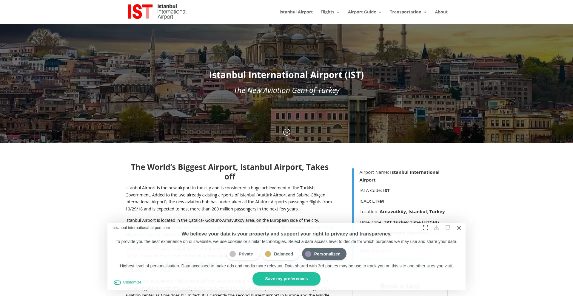 Website screenshot of Istanbul-international-airport.com
