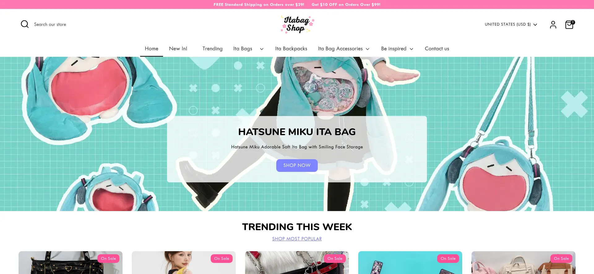Website screenshot of Itabagshop.com