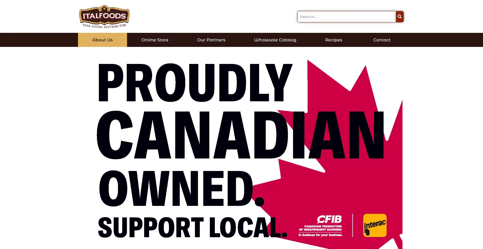 Website screenshot of Italfoods.ca