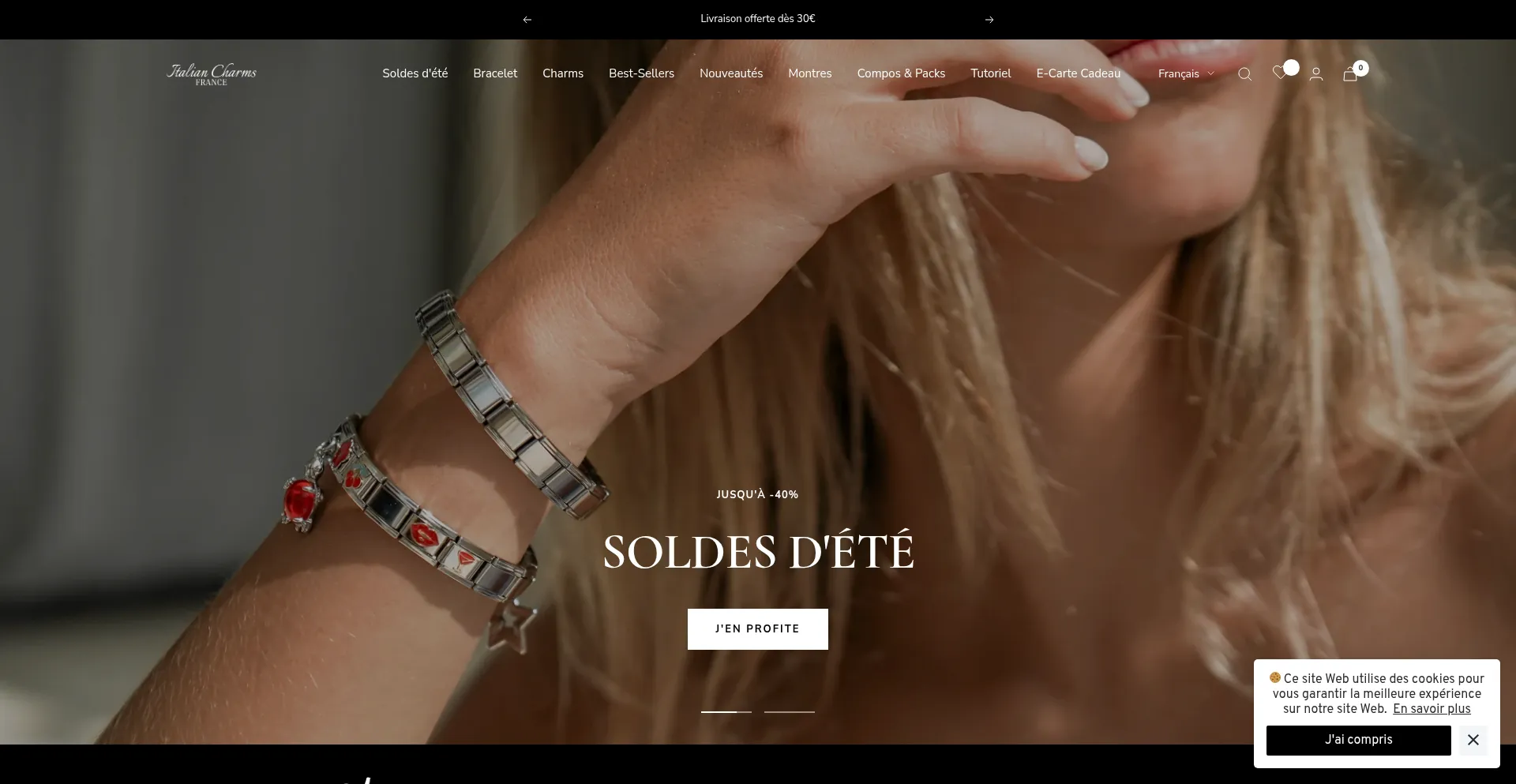 Website screenshot of Italiancharms.fr