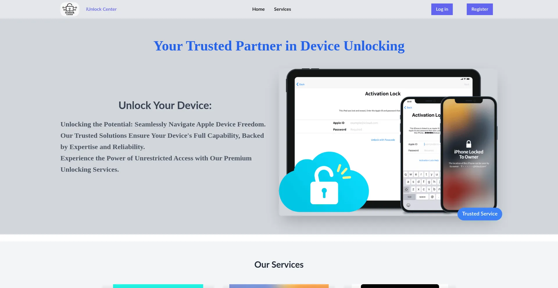 Website screenshot of Iunlockcenter.com