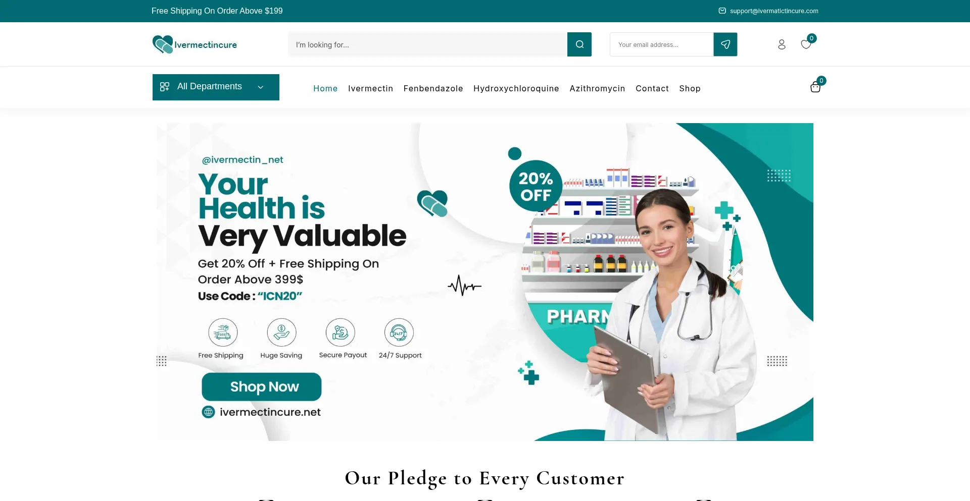 Website screenshot of Ivermectincure.net