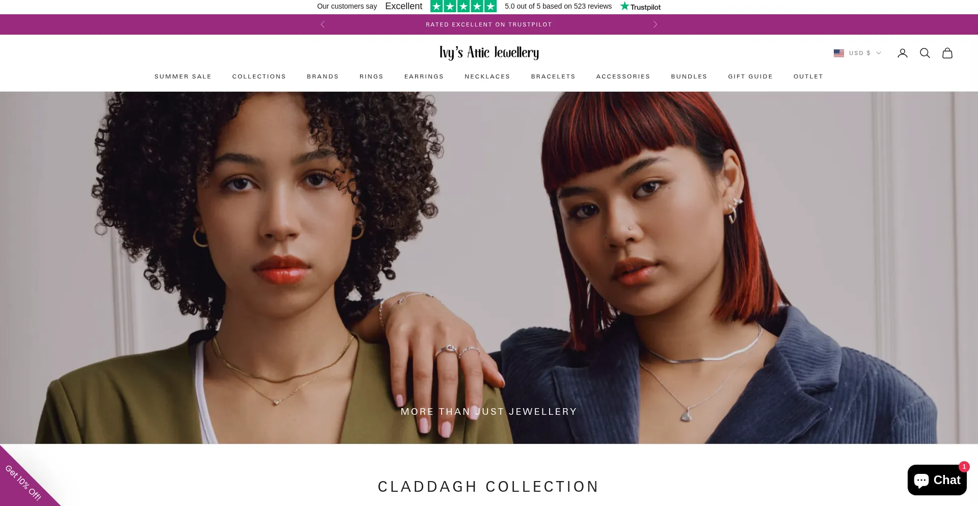 Website screenshot of Ivysatticjewellery.com