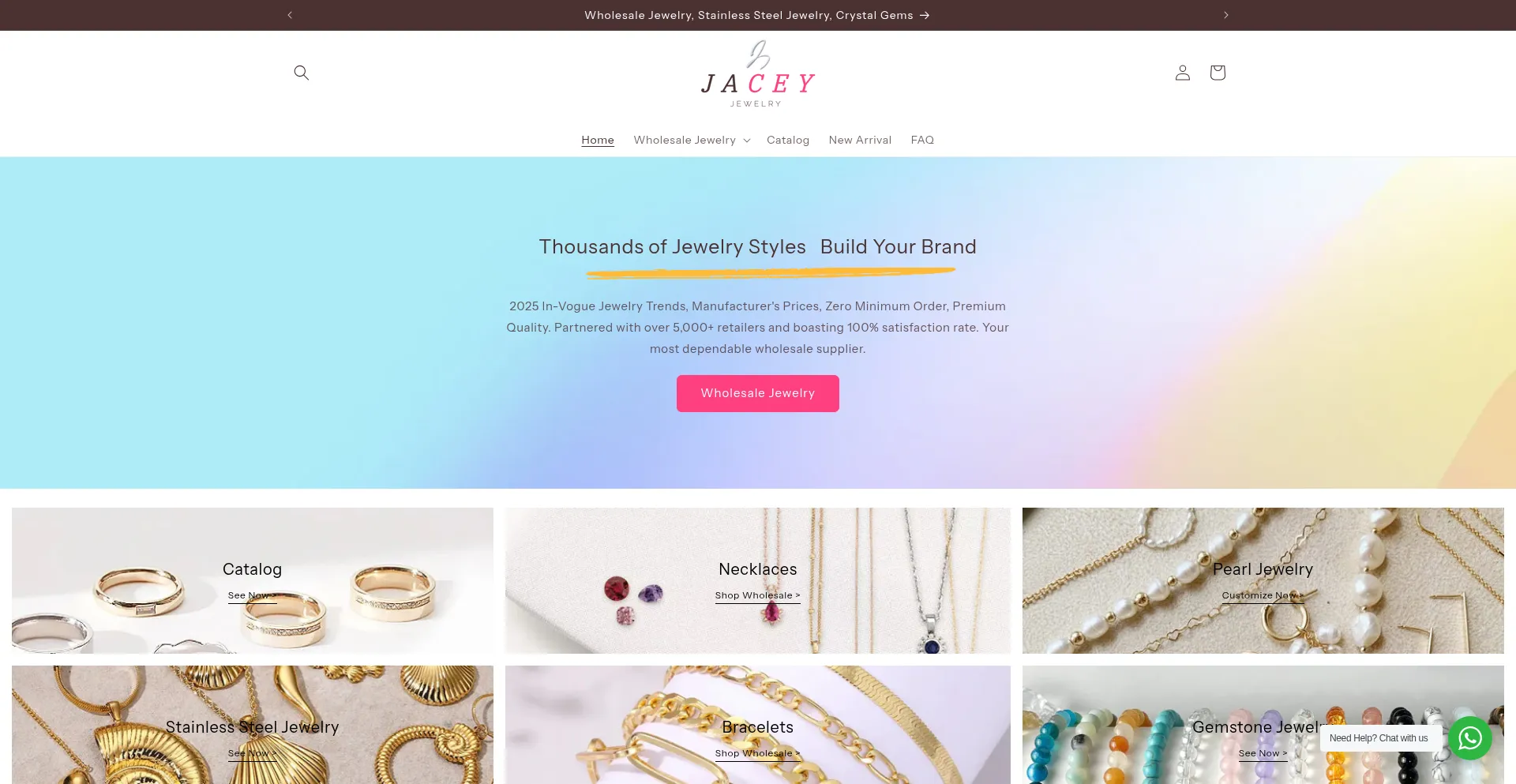 Website screenshot of Jaceyjewelry.com