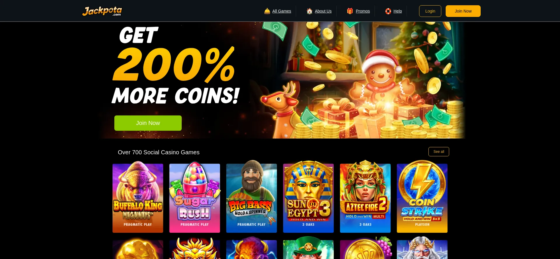 Website screenshot of Jackpota.com
