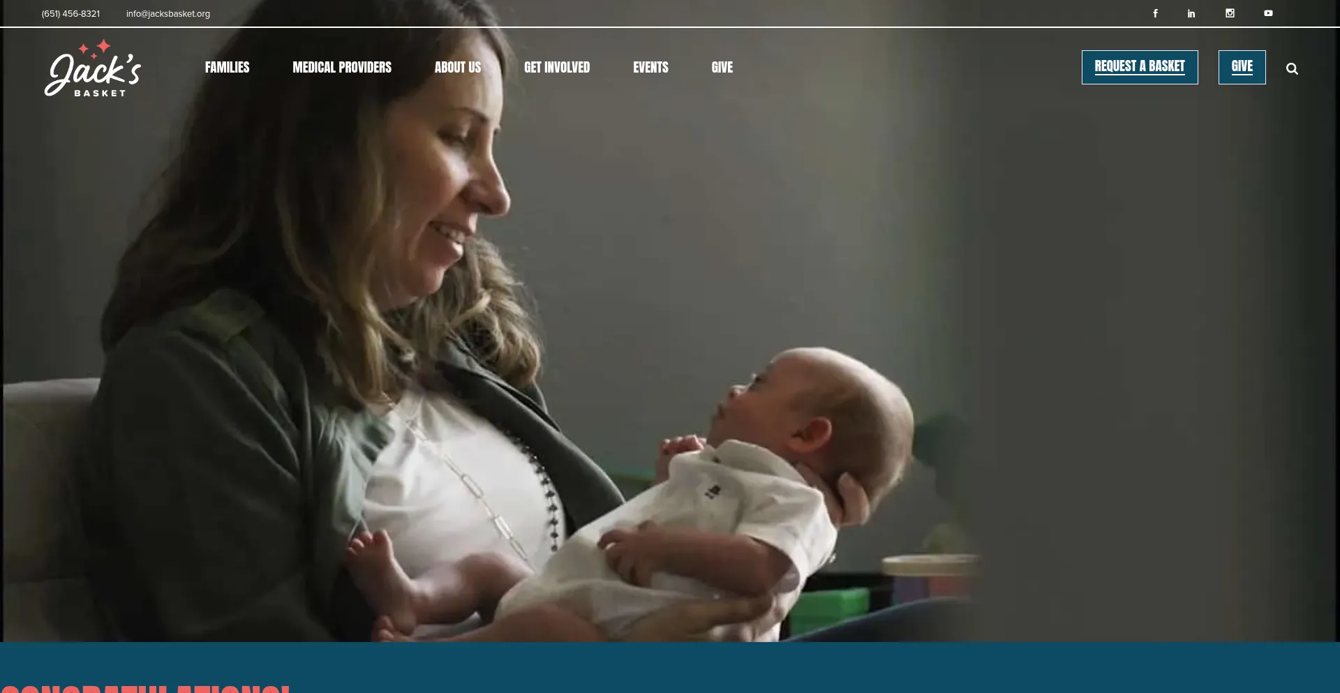 Website screenshot of Jacksbasket.org