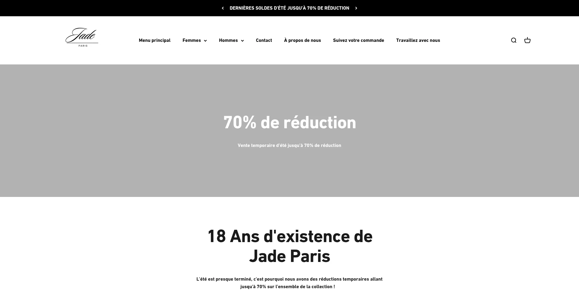 Website screenshot of Jadeparis.fr