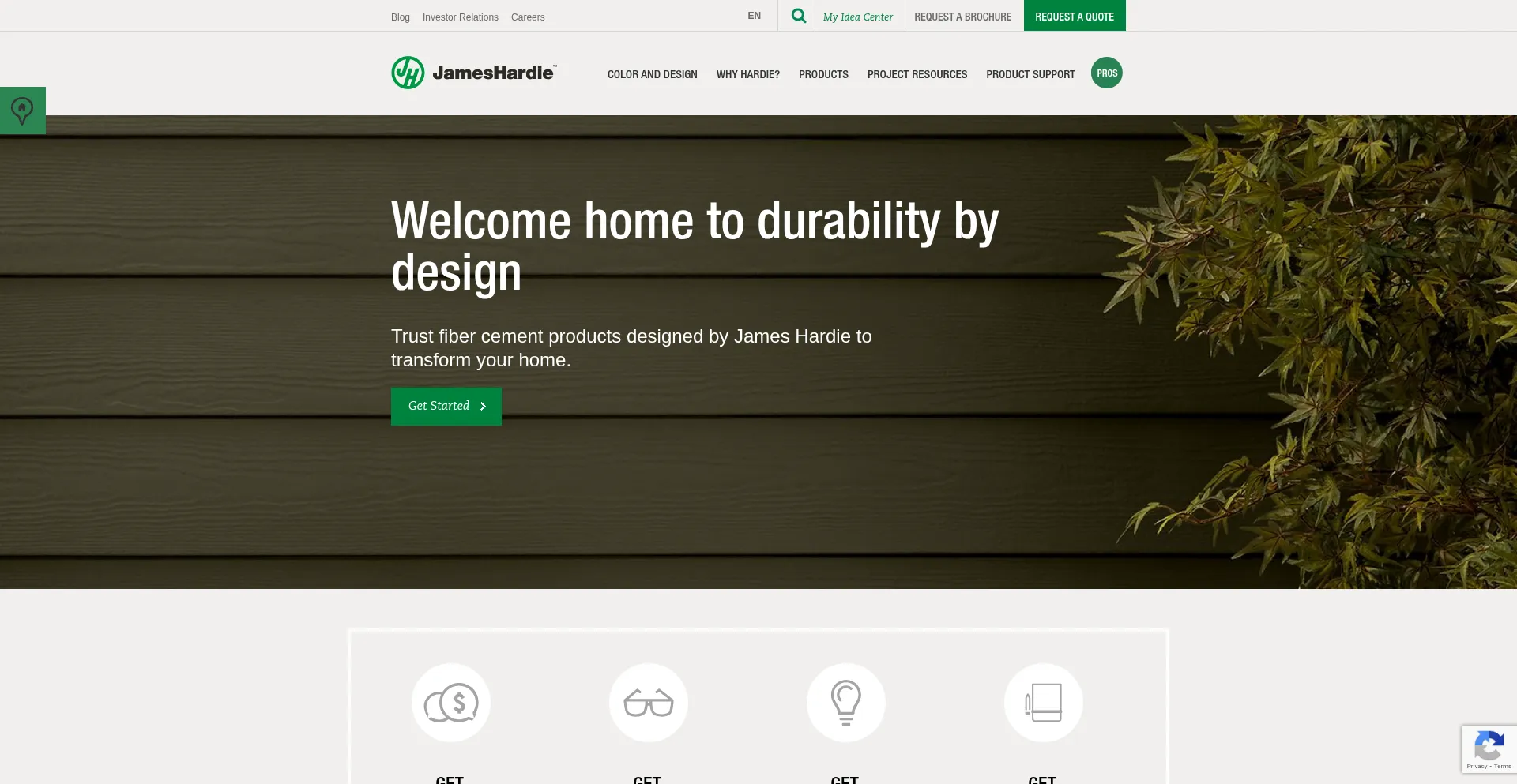 Website screenshot of Jameshardie.ca