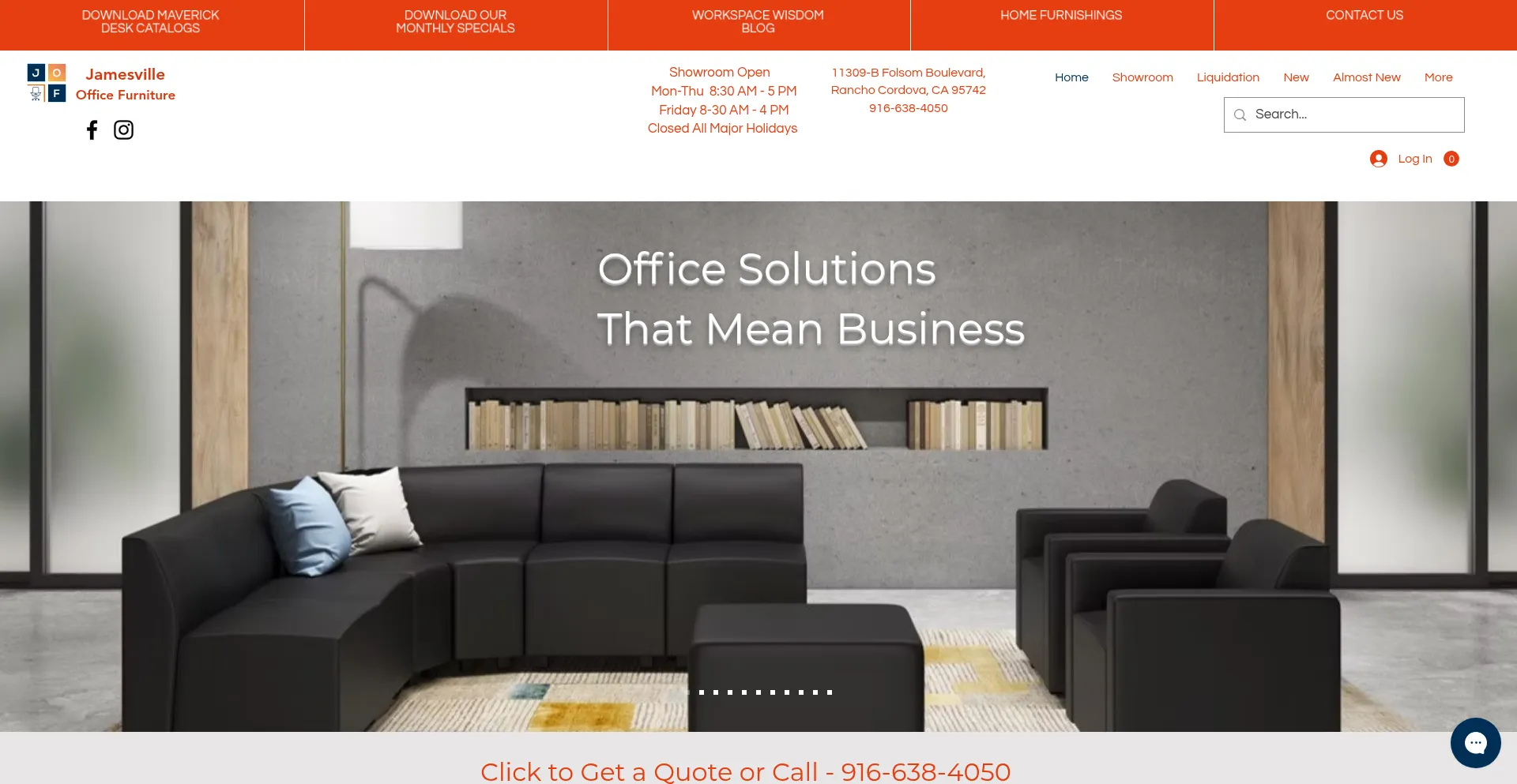 Website screenshot of Jamesvillefurniture.com
