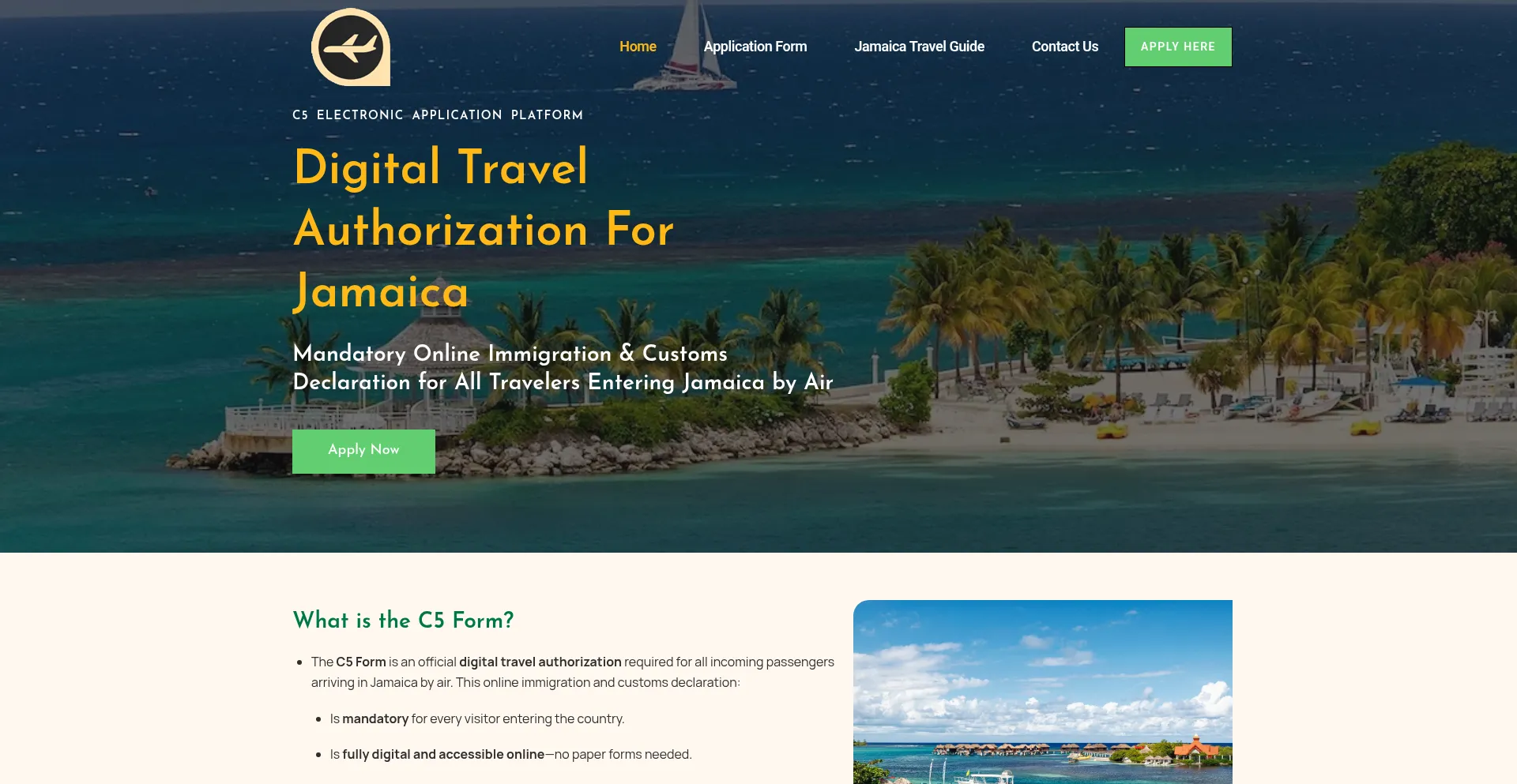 Website screenshot of Jamiacaform.org