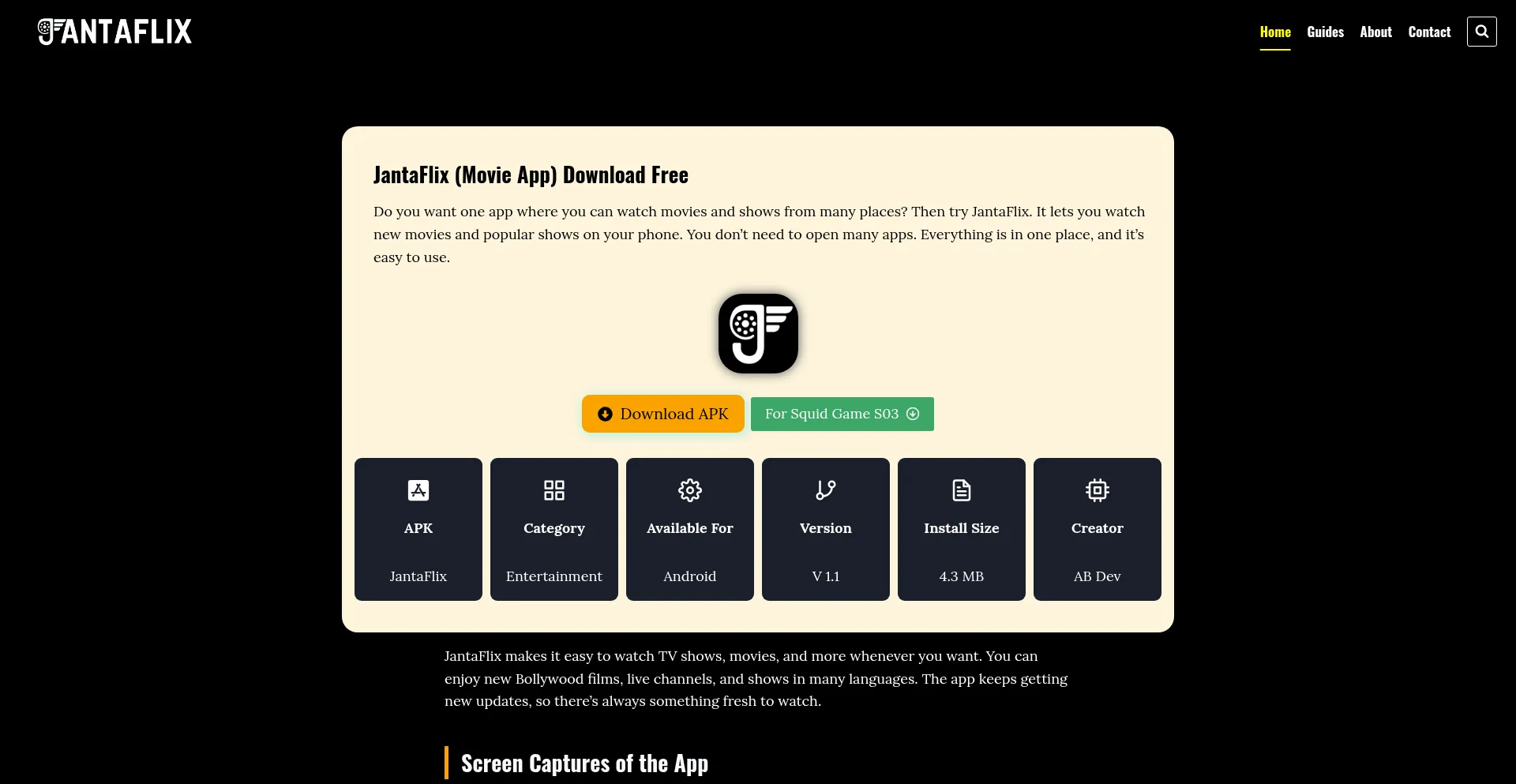 Website screenshot of Jantaflix.pro