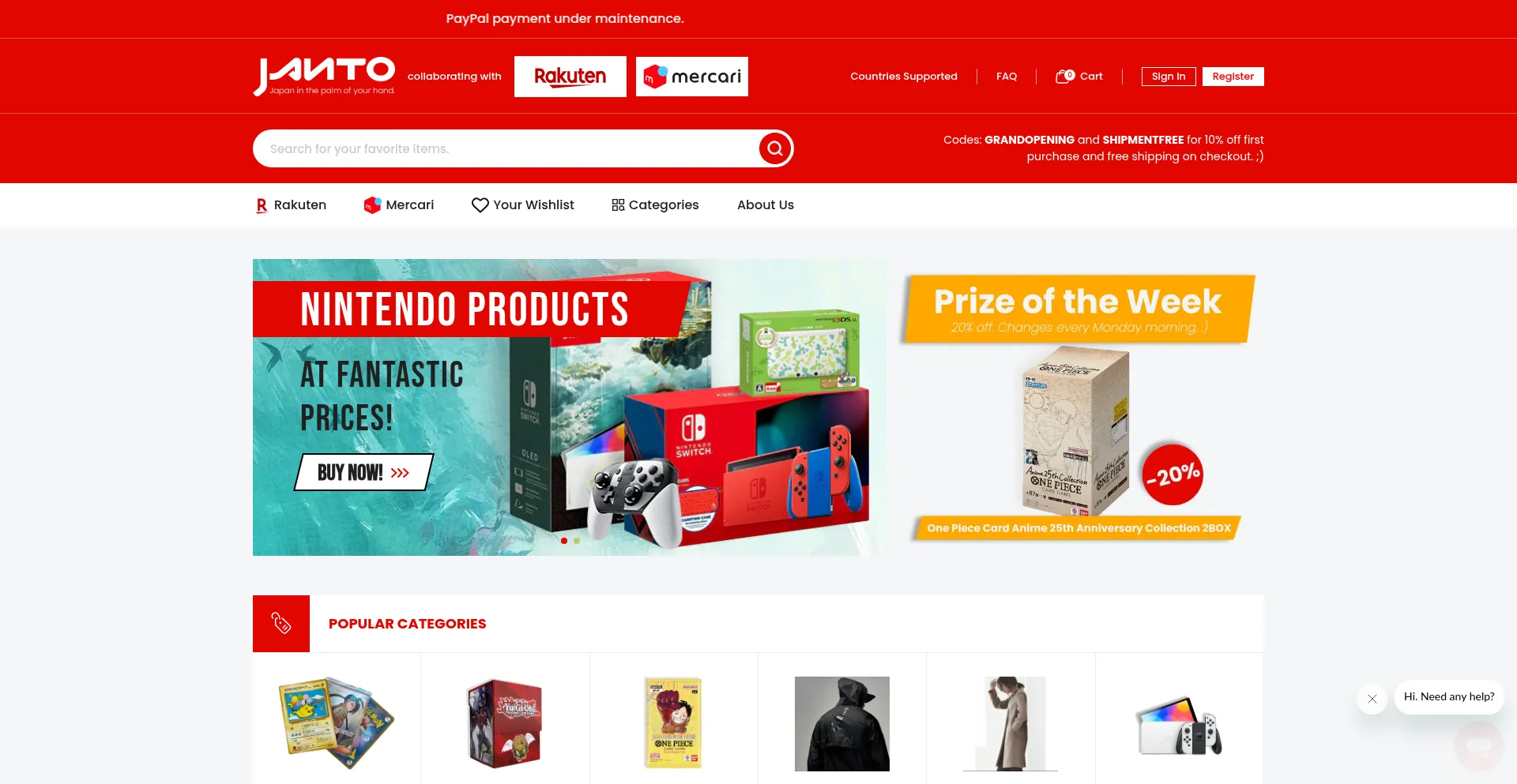 Website screenshot of Janto.shop