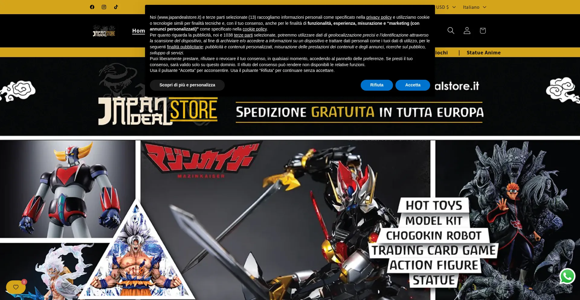 Website screenshot of Japandealstore.it