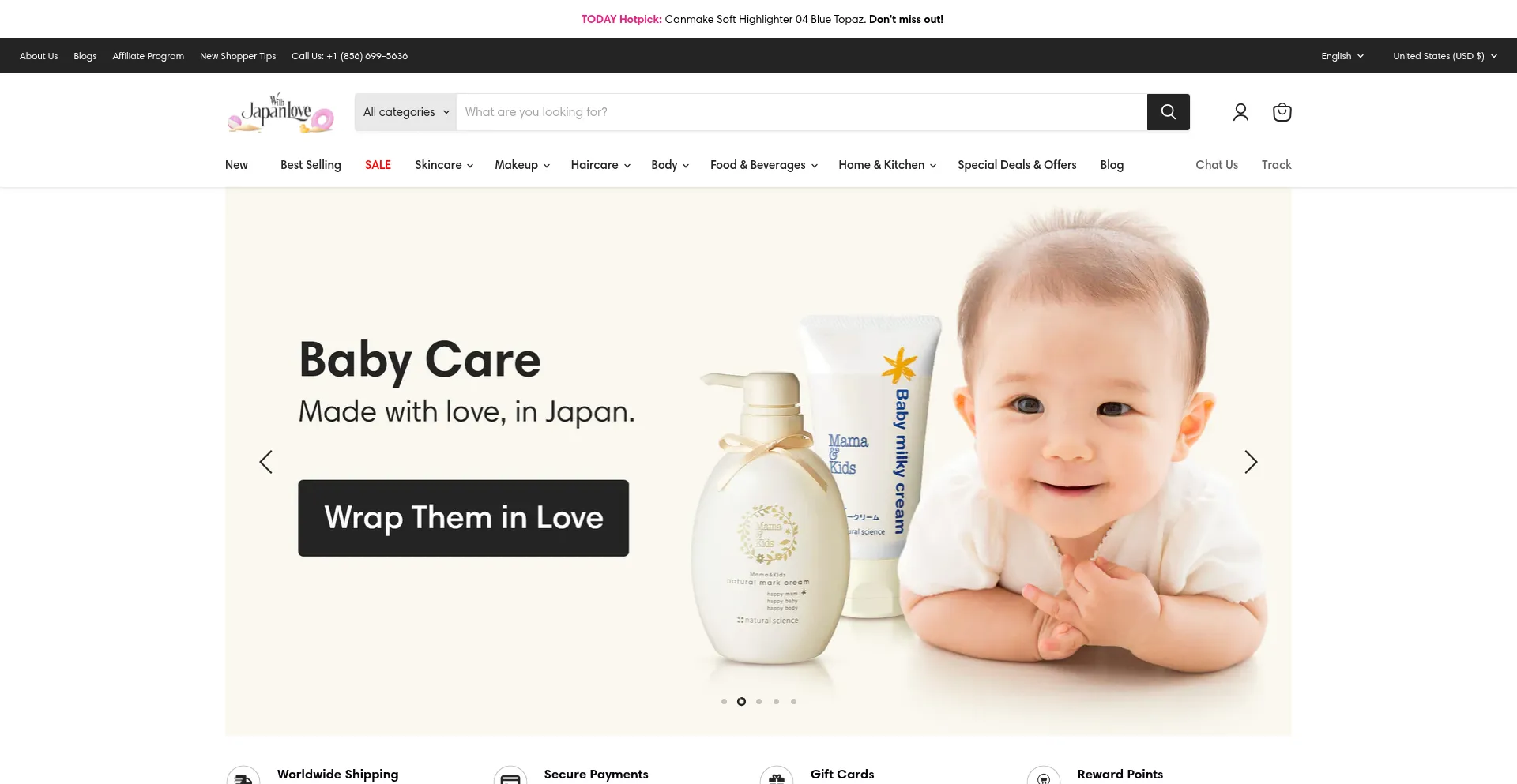 Website screenshot of Japanwithlovestore.com