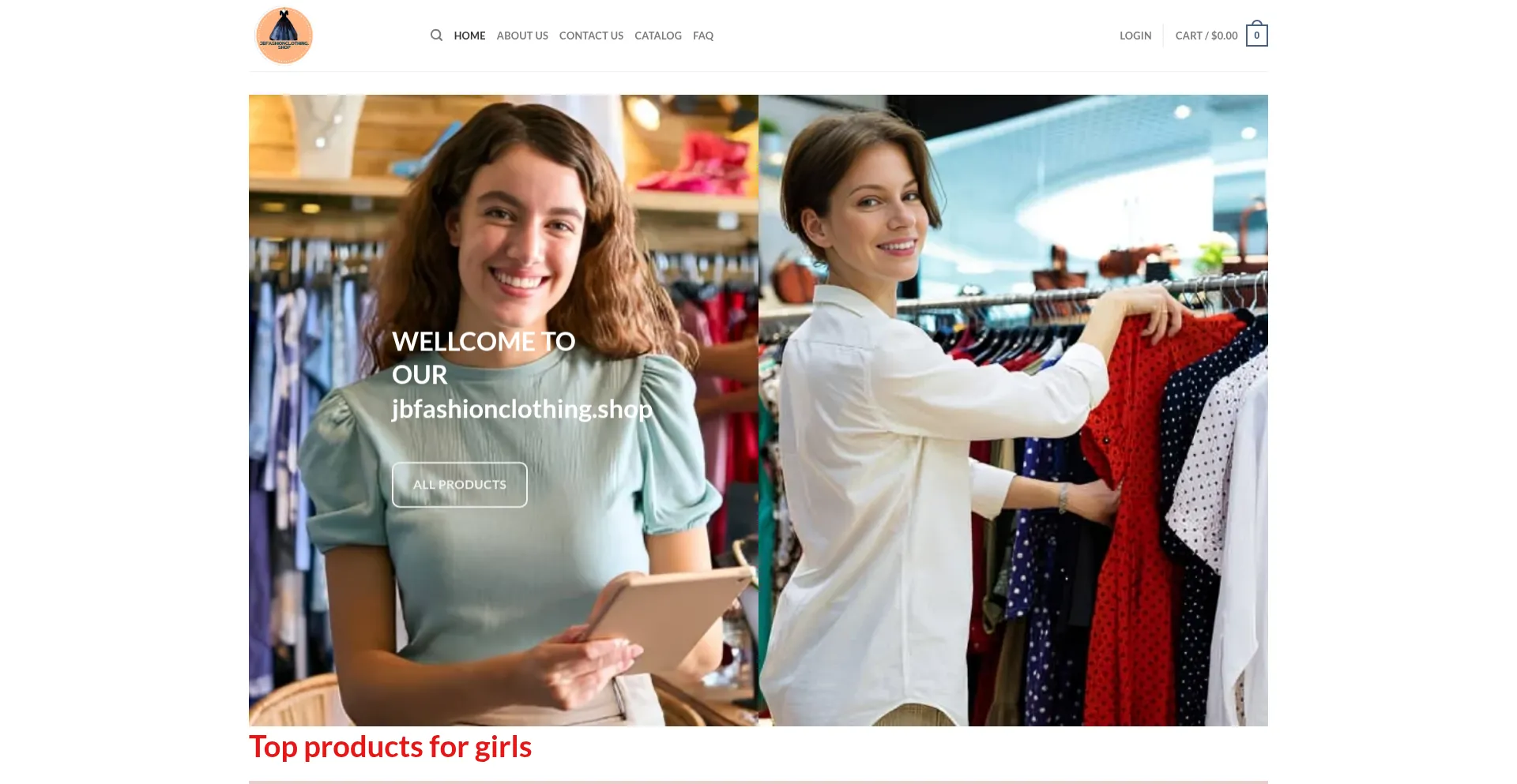 Website screenshot of Jbfashionclothing.shop