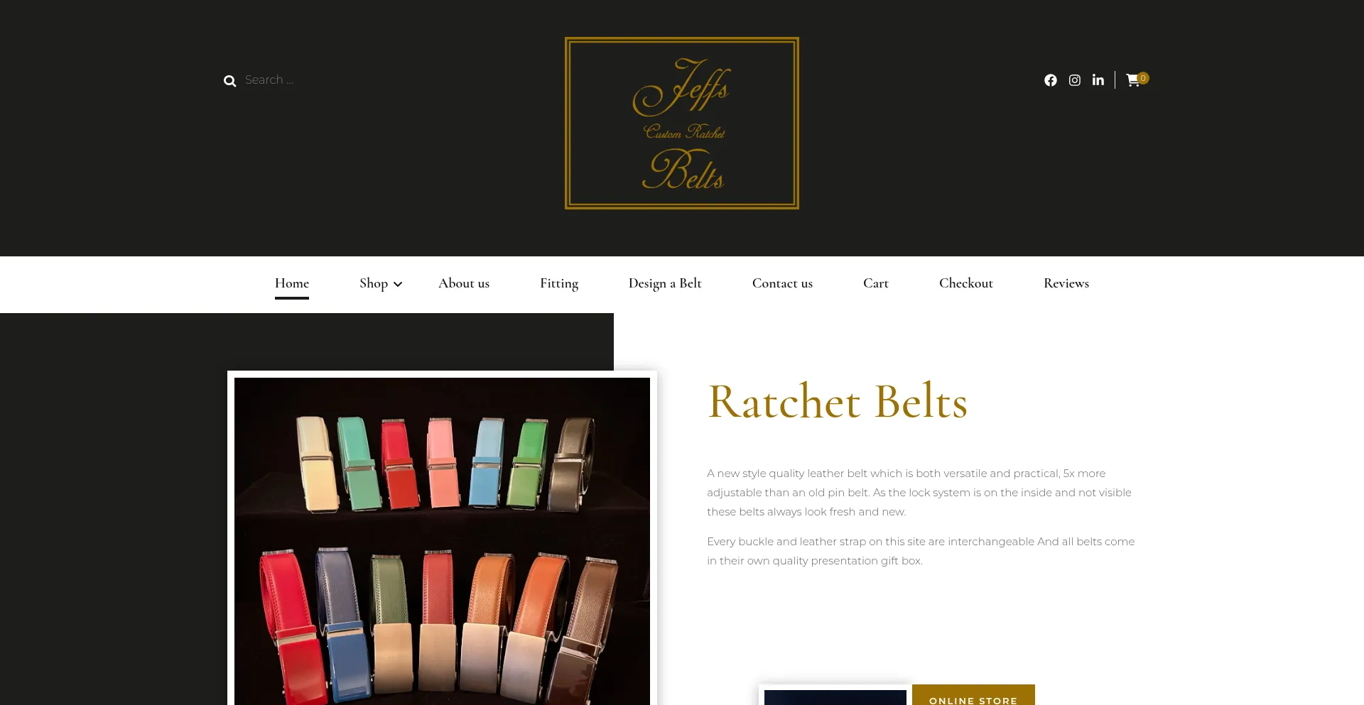Website screenshot of Jeffscrbelts.co.uk