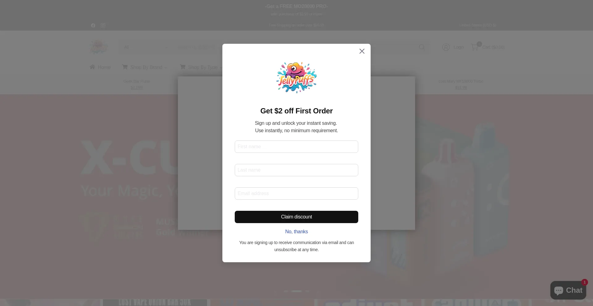 Website screenshot of Jellypuffs.com